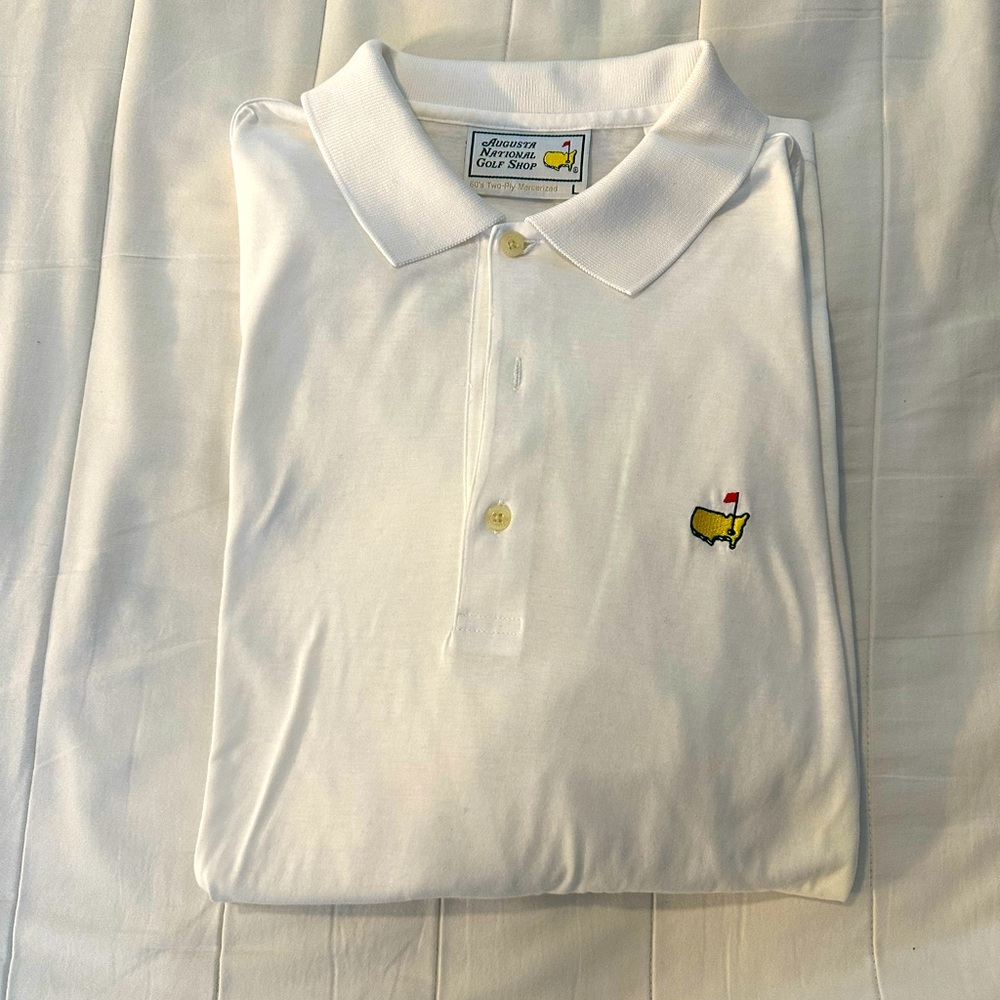 Masters large white polo shirt